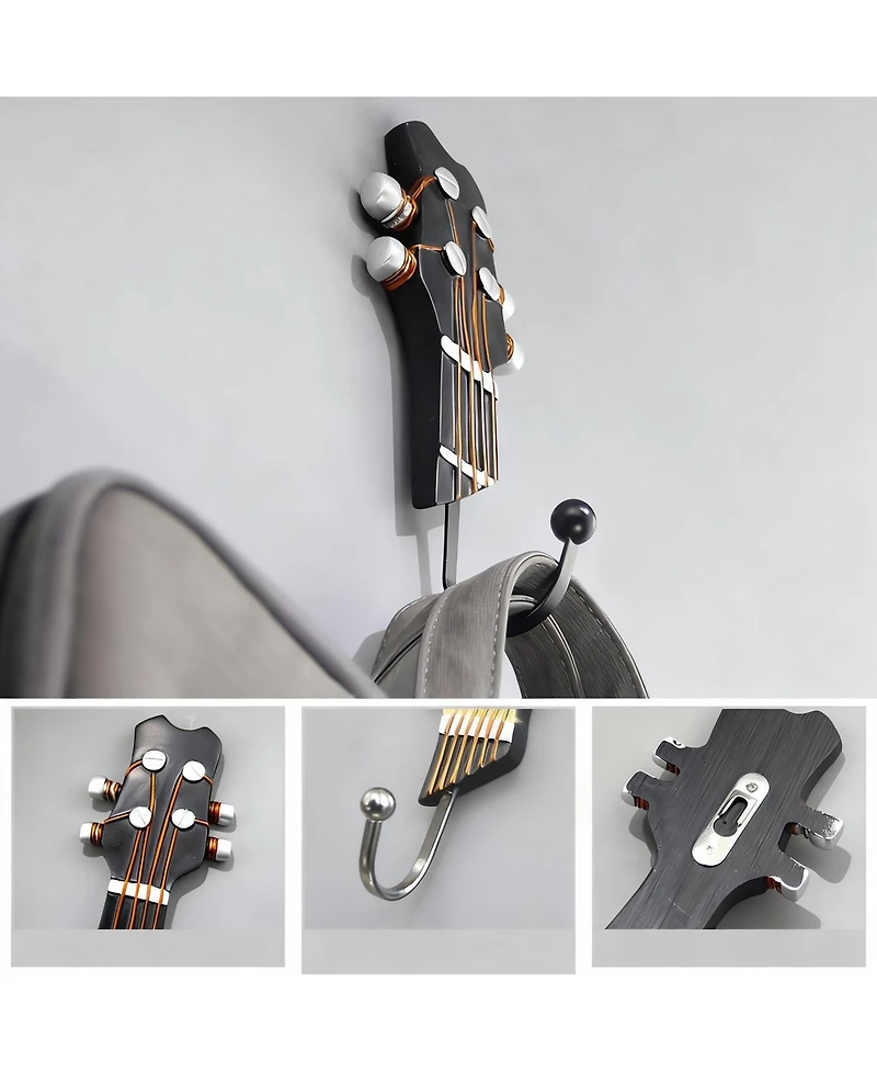 Yigii Heavy Duty, Durable Guitar Shaped Hooks for Hanging Clothes and Accessories
