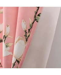 Olivia Gray 100% Polyester 200 Gsm Blossom Printed Blackout Grommet Curtain Panel 54" x 84" Blush