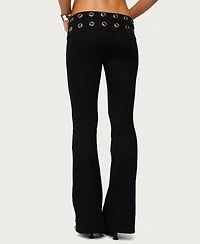 Edikted Women's Nairobi Grommet Foldover Flared Leggings