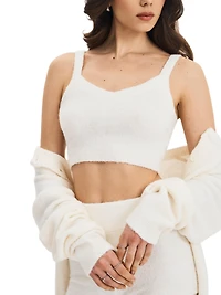 Miss Circle Women's Selene White Wool-Blend Ribbed Knit V-Neck Top