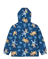Bluey Boys' 2T-7 Allover Print Full-Zip Hooded Windbreaker Jacket