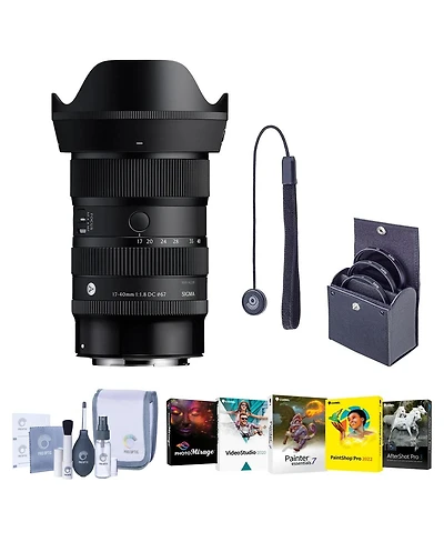Sigma 17-40mm f/1.8 Dc Art Lens for Canon Rf, Bundle with 67mm Filter Kit, Pc Software Kit, Cap Keeper and Cleaning Kit