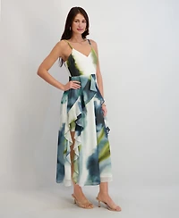 Siena Women's Printed Chiffon V-Neck Dress