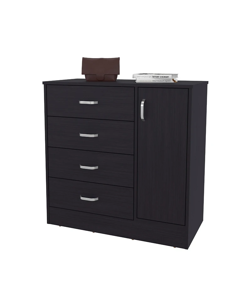 Fm Furniture Turkey 4-Drawer Dresser with Side Cabinet, Freestanding Storage Organizer with Interior Shelf – Ideal for Bedroom