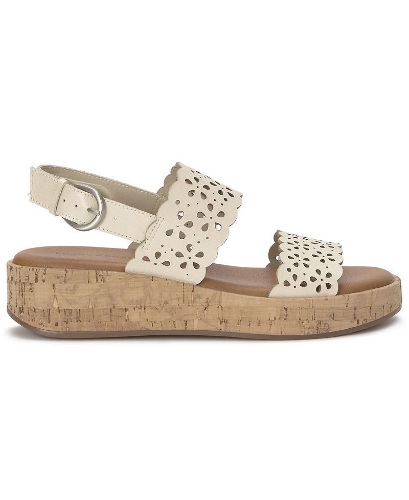 Lucky Brand Women's Elsie Double Band Round Toe Wedge Sandals