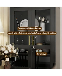 Yigii Arched Glass Cabinet for Home Office, Easy Assembly