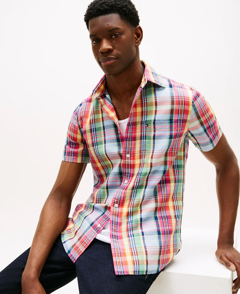 Tommy Hilfiger Men's Madras Plaid Short-Sleeve Shirt