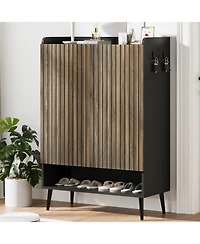 gaomon Large Shoe Cabinet with Doors – 6-Tier Shoe Organizer with 2 Doors and Extra Hooks, Freestanding Shoe Storage for Hallway, Entryway