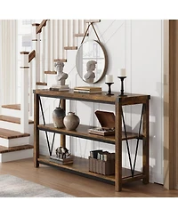 gaomon Farmhouse Table,47" Narrow Long Console Table with Storage, 3 Tier Wood for Living Room, Sofa Tables Behind