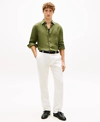 Tommy Hilfiger Men's Pigment-Dyed Linen Button-Down Long Sleeve Shirt