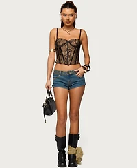 Edikted Women's Studded Low Rise Denim Micro Shorts