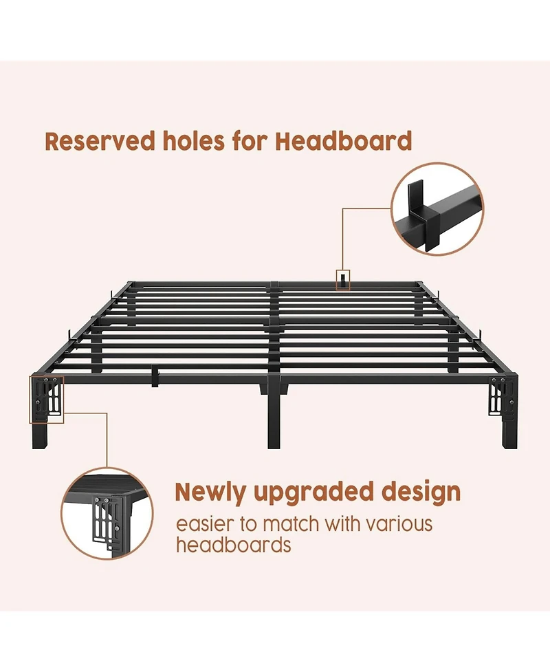 gaomon 10 in Tool-Free Bed Frame, Heavy Duty Metal Platform Bed Frame with Durable Iron Slat Support and Legs, No Box Spring Required, No Screws