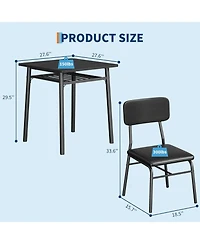 gaomon Dining Table for 2 with Storage Rack Small Kitchen Table for 2 with Metal Square Table with Upholstered Chairs Set of 2 3-Piece Dining Room Set