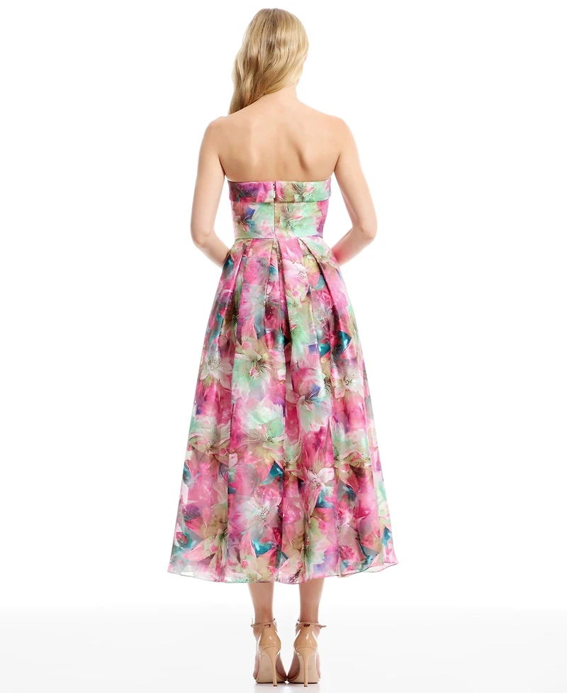 Dress the Population Women's Mika Strapless Floral