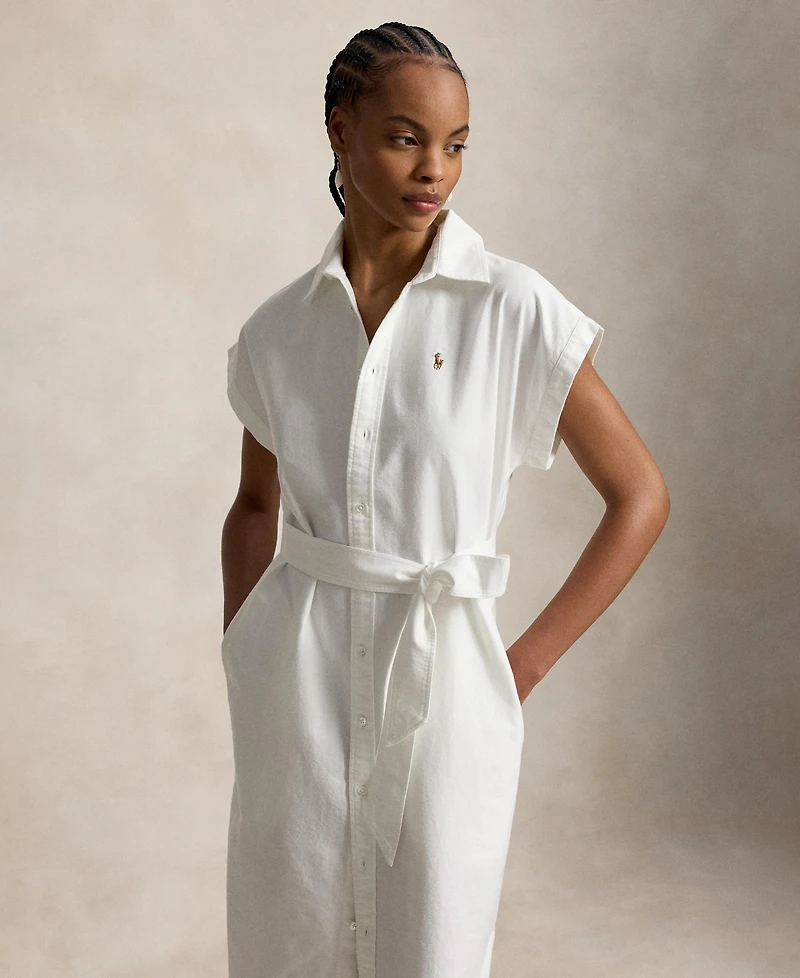 Polo Ralph Lauren Women's Point Collar Cap-Sleeve Belted Shirt Dress