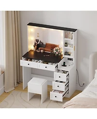 gaomon Makeup Vanity Set - Vanity Desk with Lighted Mirror and Charging Station
