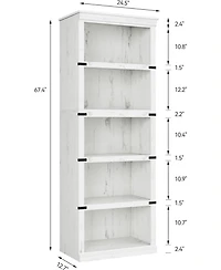 gaomon 5-Tier Farmhouse Bookcase – Wooden Bookshelf with Open Display Shelves and Storage, Freestanding Home Office, Living Room, Bedroom