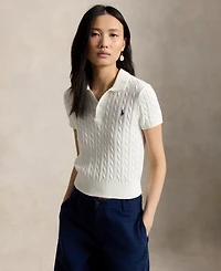 Polo Ralph Lauren Women's Slim Fit Ribbed Collar Cropped Sweater