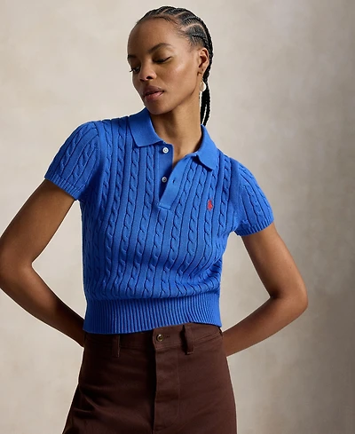 Polo Ralph Lauren Women's Slim Fit Ribbed Collar Cropped Sweater
