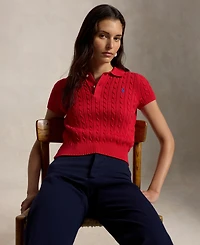 Polo Ralph Lauren Women's Slim Fit Ribbed Collar Cropped Sweater