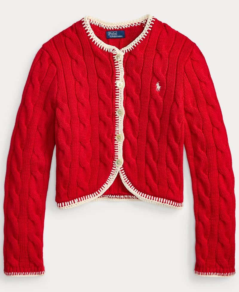 Polo Ralph Lauren Women's Crewneck Buttoned Placket Cropped Cardigan