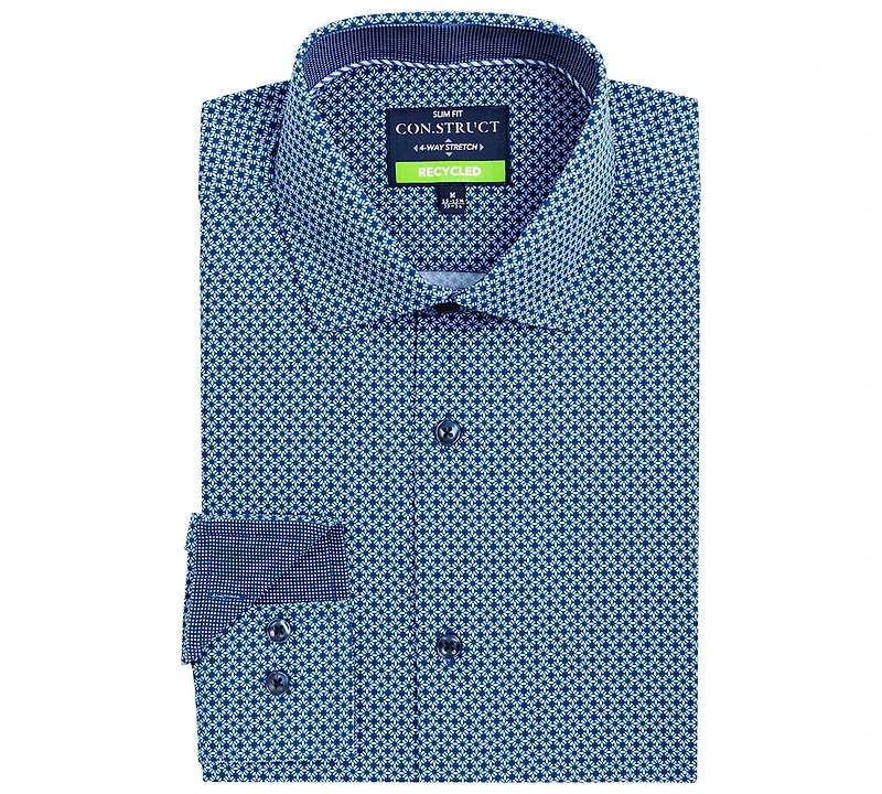ConStruct Men's Performance Stretch Tile Print Dress Shirt