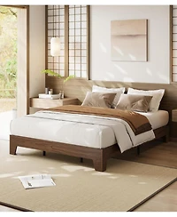 gaomon Full Size Wood Bed Frame,Platform Nature Bed with Strong Wooden Slats,No Box Spring Needed,Minimalist Bedroom Furniture,Easy Assembly