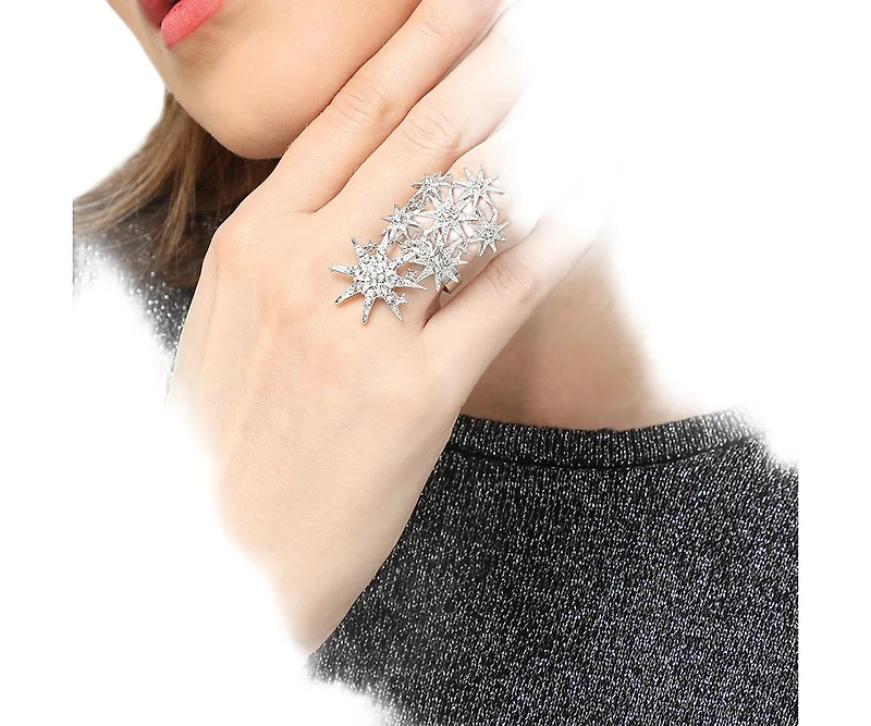 Sohi Women's Silver Celestrial Cocktail Ring