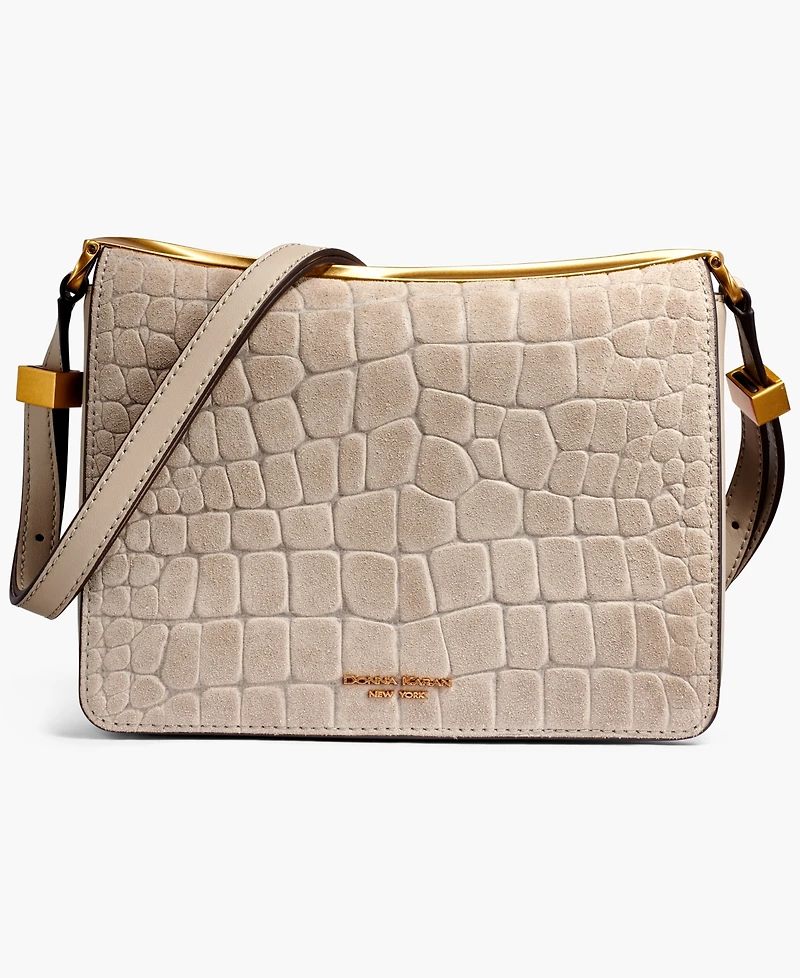 Donna Karan New York Jericho Croco Suede Small Shoulder Bag