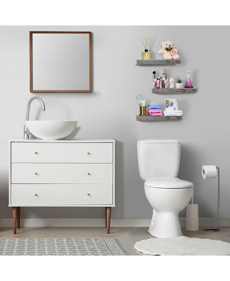 Sorbus 3 Pack 16 Inch Coastal Rectangle Floating Shelves - for Home DAcor to Display Trophies, Books, Frames, and more (Maple)