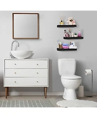 Sorbus Rustic Wood Hanging Rectangle Wall and Floating Shelf Set, Pack of 3