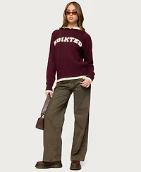Edikted Women's Varsity Contrast Layered Knit Hoodie