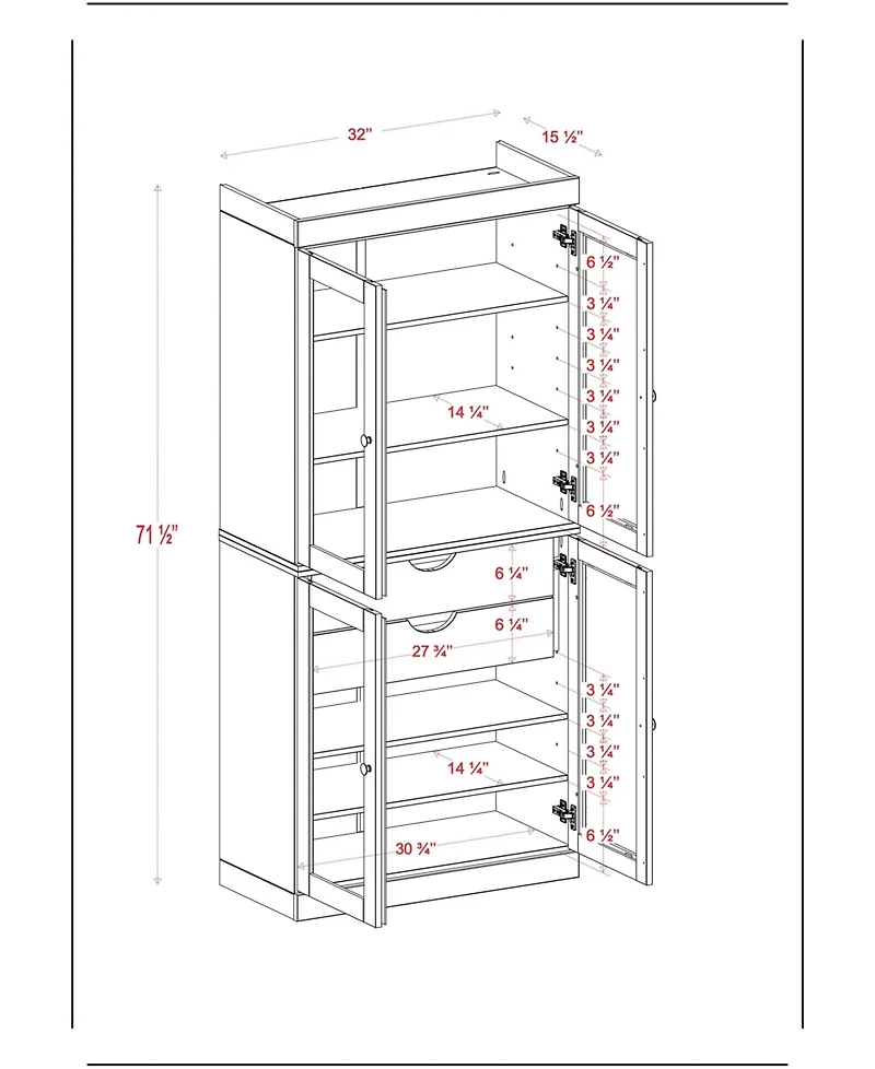 Palace Imports 100% Solid Wood 32" Bathroom Storage Cabinet with Clear Glass Doors, 2-Drawers & Adjustable Shelves