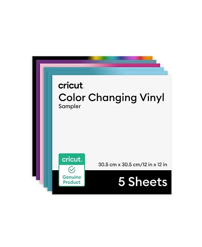 Cricut Temperature Activated Color Changing Permanent Vinyl Sampler – 12 in x 12 in Sheets (5 Count)