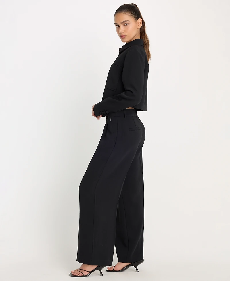 Good American Women's High-Rise Cropped Wide-Leg Trousers