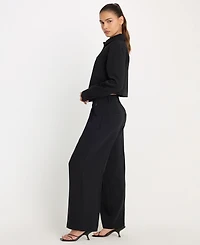 Good American Women's High-Rise Cropped Wide-Leg Trousers