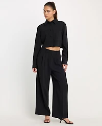 Good American Women's High-Rise Cropped Wide-Leg Trousers