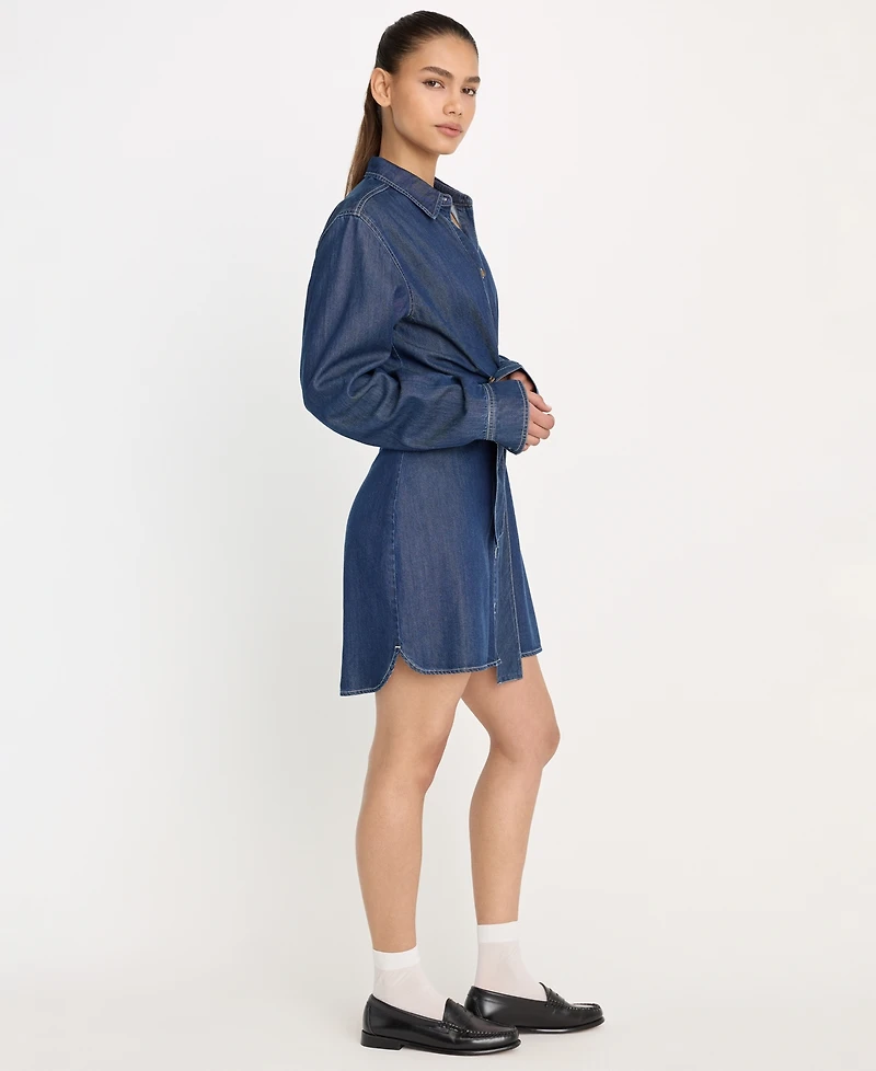 Good American Women's Denim Wrap Shirt Dress, Regular & Plus