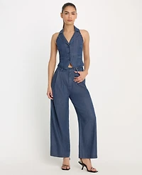 Good American Women's Denim High-Rise Cropped Wide-Leg Trousers