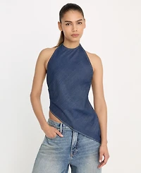 Good American Women's Asymmetric Hem Halter Neck Top, Regular & Plus