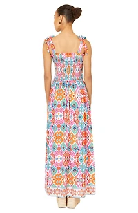 Yumi Women's Ikat Print Maxi Sun Dress