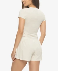 Felina Women's Lena Modal Linen T-shirt and Boxer Shorts Set Style 920226