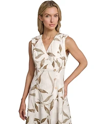 Calvin Klein Women's V-Neck Printed Midi Dress