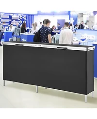 Mecale Extra Long Folding Portable Bar Table with Carrying Case, Storage Shelf and Black Skirt, 77.95" x 15.16" x 34.65