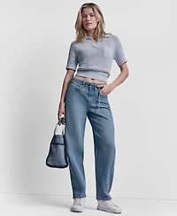Dkny Jeans Women's Mid-Rise Forward Seamed Barrel