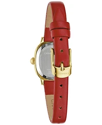 Caravelle Women's Classic Red Leather Strap Watch, 18.5mm