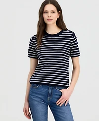 Nautica Women's Crewneck Short-Sleeve Striped Sweater
