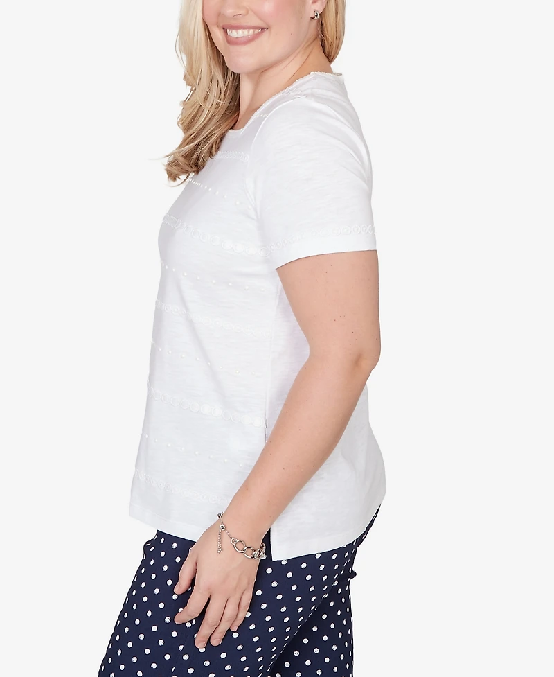 Alfred Dunner Petite Port Side Layered Dot Square Neck T-shirt