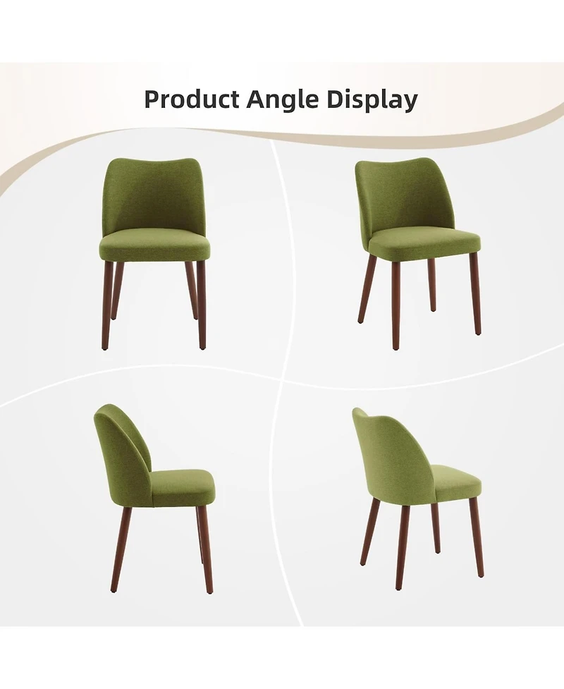 gaomon Dining Chair Set of 6, Linen Upholstered Dining Chair with Wood Legs, Wing Backrest, Wooden Kitchen Chair, Kitchen Chairs with Thick Cushions