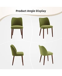 gaomon Dining Chair Set of 6, Linen Upholstered Dining Chair with Wood Legs, Wing Backrest, Wooden Kitchen Chair, Kitchen Chairs with Thick Cushions